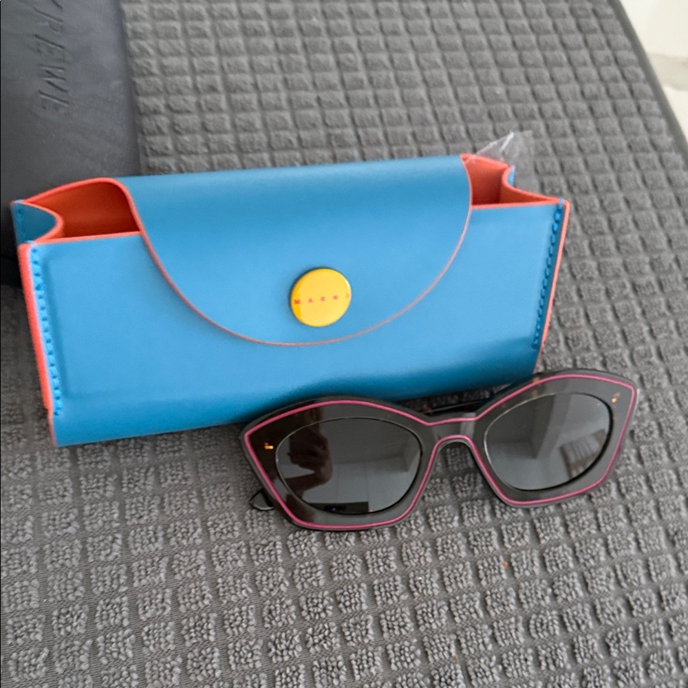 Marni Pink and Black Sunglasses with Blue Case